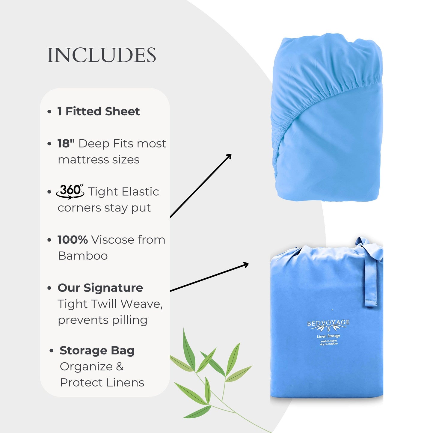 BedVoyage Luxury 100% viscose Bamboo Fitted Sheet