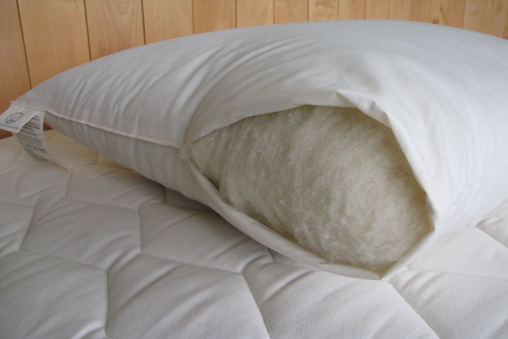 Bed Pillow, Natural Cotton Wool Fill